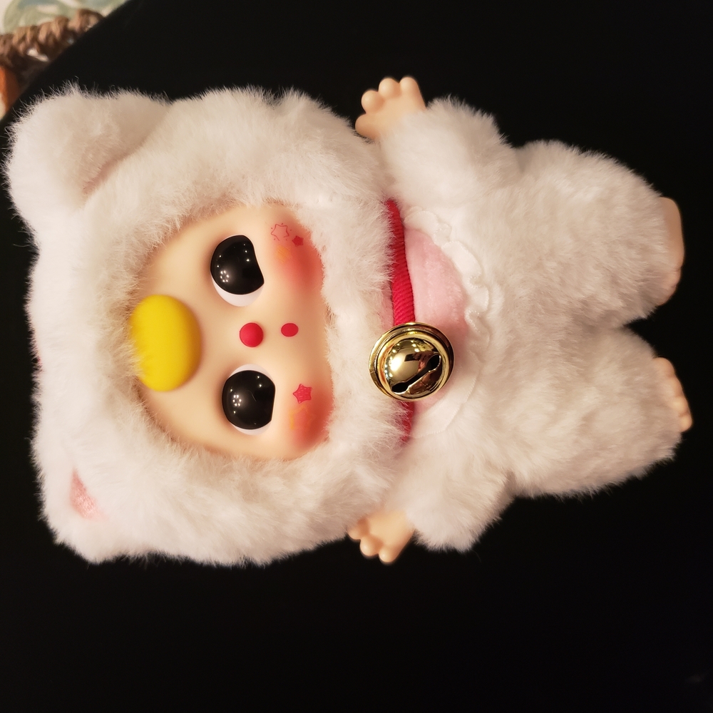 Adorable White Plush Toy Set with Bell